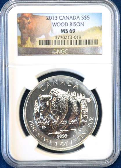2013 Canada Wood Bison NGC MS 69 1 OZ Silver.