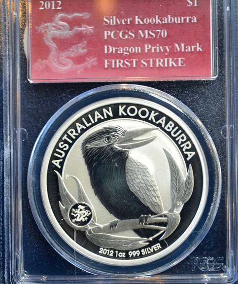 2012 Silver  Kookaburra PCGS MS 70 Dragon Privy  First Strike