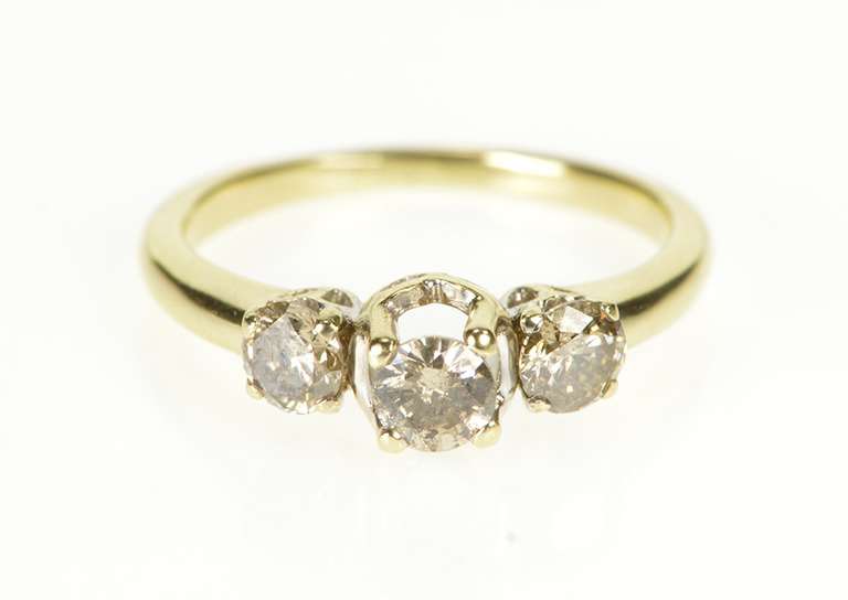10K Yellow Gold 0.75 Ctw Three Stone Diamond Engagement Ring