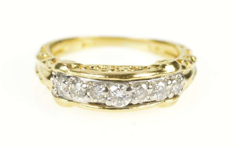 18K Yellow Gold 0.50 Ctw Diamond Ornate Scroll Wedding Band Ring
