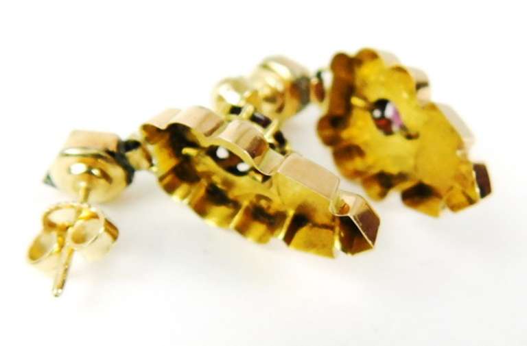 Victorian 14K Gold Garnet & Pearl Earrings