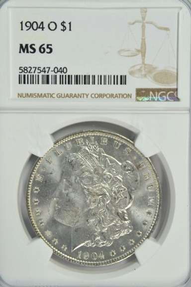 Impressive Gem BU 1904-O Morgan Silver Dollar. NGC MS65