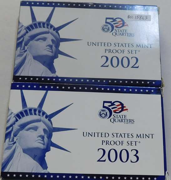 2002 & 2003 PROOF Sets.  Includes PRF State Qtrs.