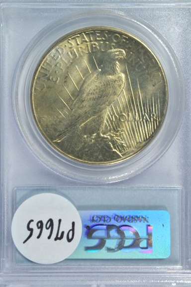 Gem BU 1925 Peace Silver Dollar. PCGS MS65
