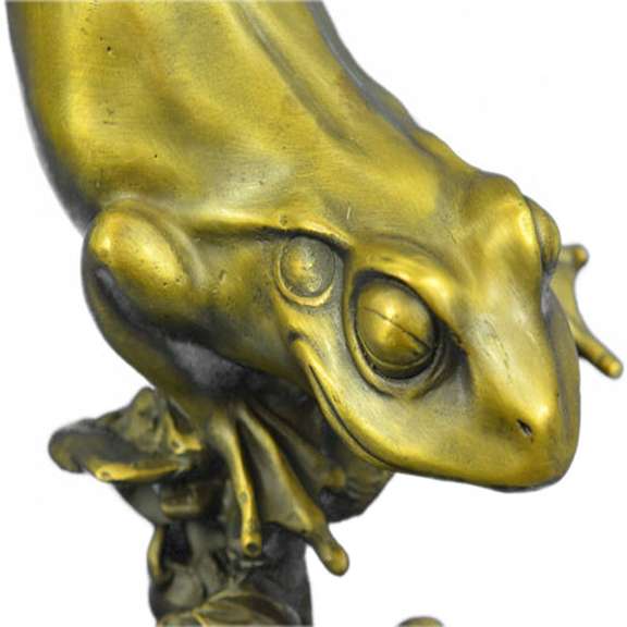 Gild Prince Frog Gold Patina Bronze Sculpture
