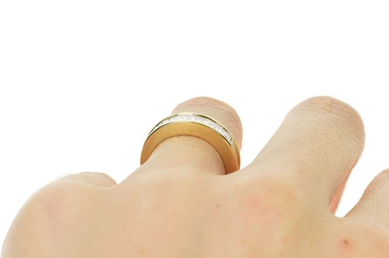 14K Yellow Gold 1.17 Ctw Princess Diamond Wedding Band Ring