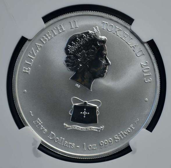 2013 Tokelau S$5 Year Of The Snake NGC MS 70 ER
