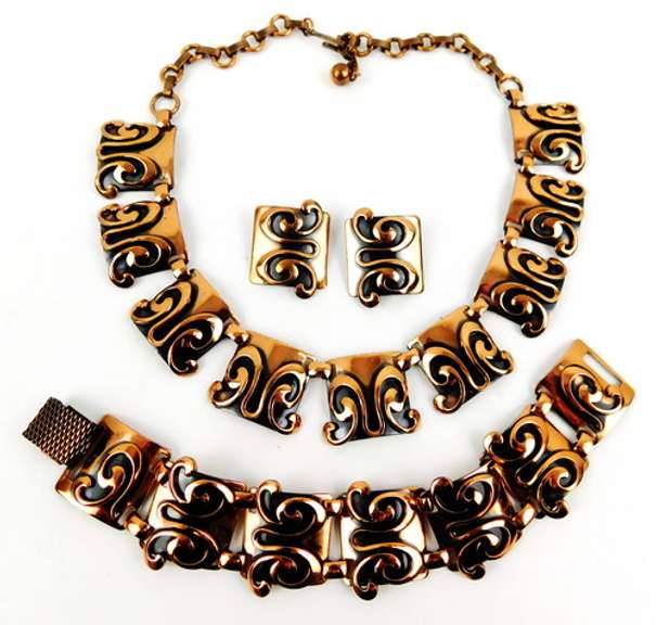 Vintage 3 Piece Copper Parure Jewelry Set