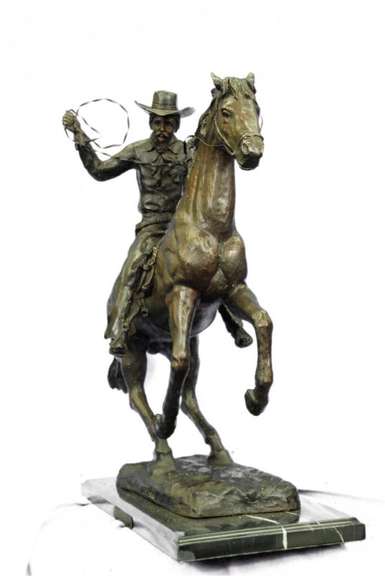 Cowboy with Rope Bronze Sculpture Statue
