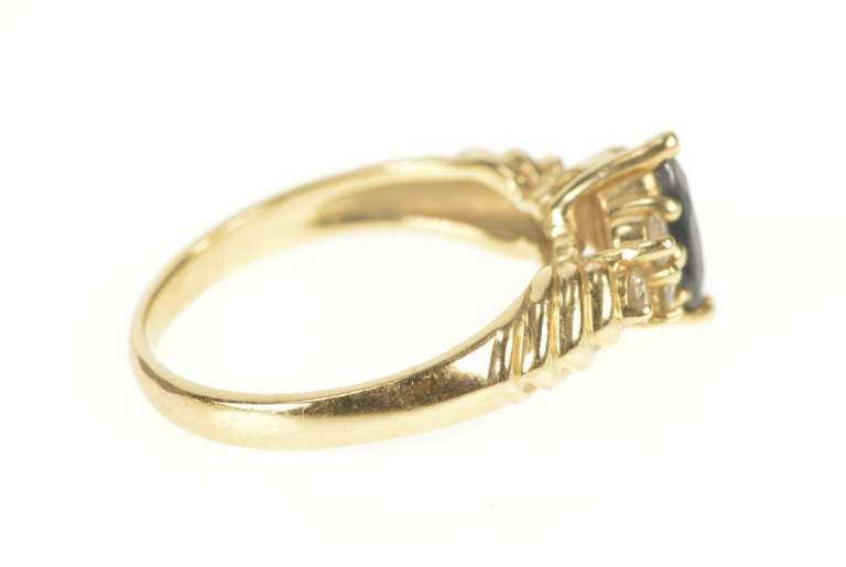 14K Yellow Gold 0.51 Ctw Marquise Sapphire Diamond Engagement Ring