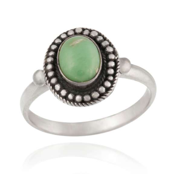 Sterling Silver Variscite Solitaire Vintage Ring