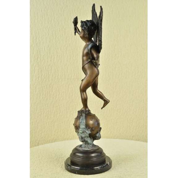 Angel Cupid with Torch of Victory Bronze Sculpture Mythical Art