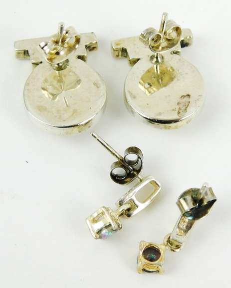 2 Pairs of Sterling Silver Gemstone Earrings