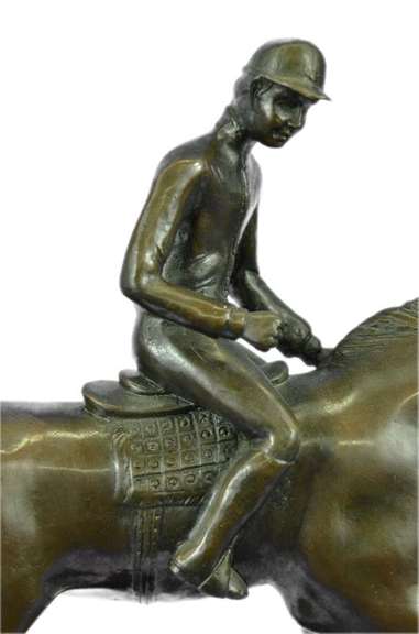 Jockey on Racehorse Bronze Sculpture