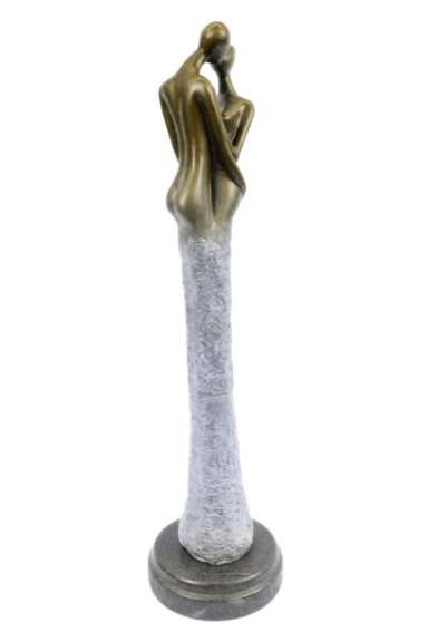 First Kiss Bronze Statue on Marble Base
