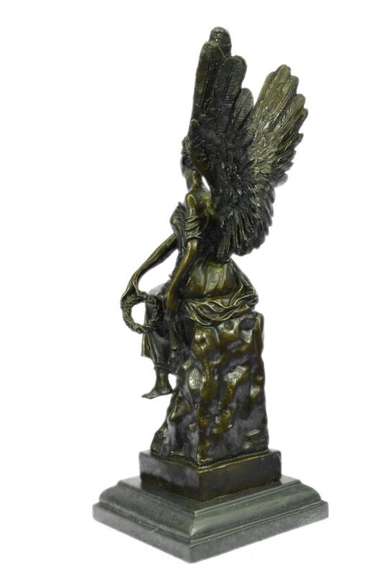 Angel Religion Bronze Statue Marble Base