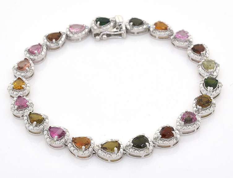 Inspiring Tourmaline & Diamond Bracelet in Sterling Silver