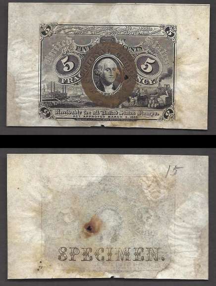 5 Cent Fractional 2nd Issue Wide Specimen