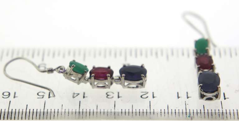 Sterling Sterling Three gemstone Drop Earrings