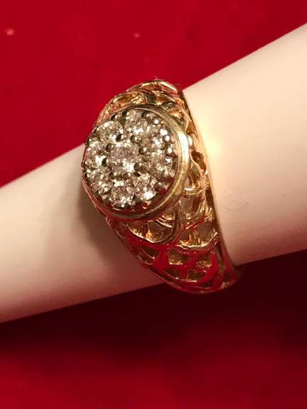 Men's 14k diamond cluster ring