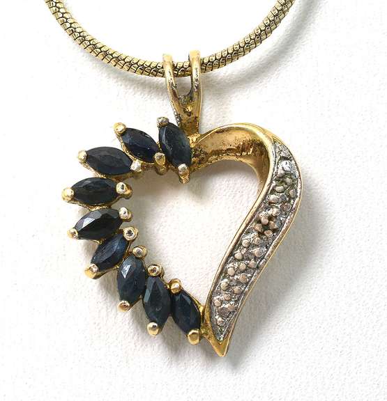 Classy Sapphire Heart Necklace in Vermeil
