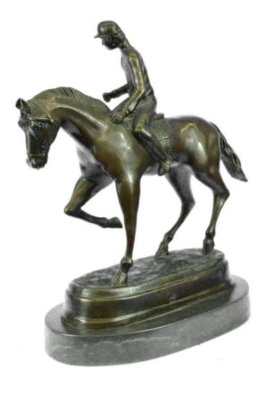 Jockey on Racehorse Bronze Sculpture