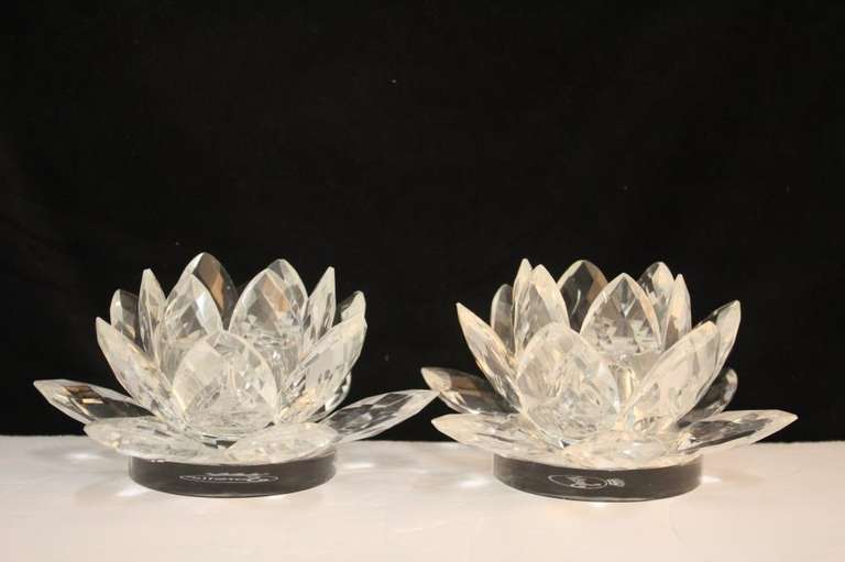 Clear Lotus Pair Candle Sticks
