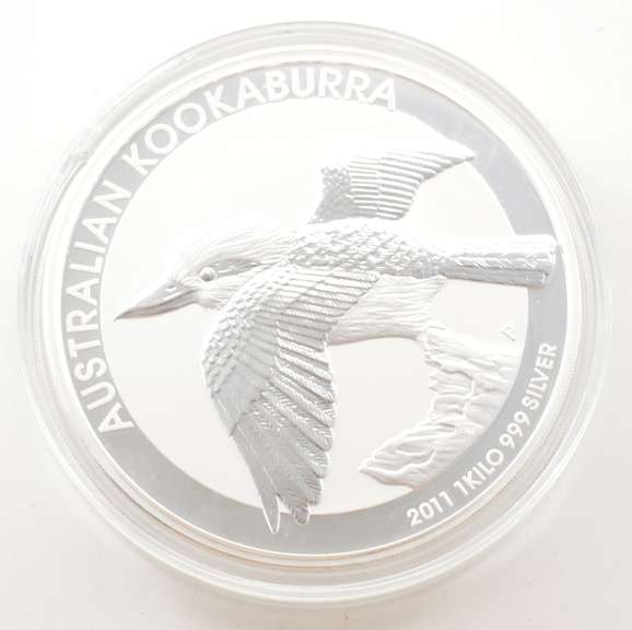 2011 Australia 30 Dollars - 1kg .999 Silver Kookaburra - Hockey Puck