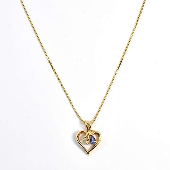 Sweet Tanzanite Heart on Necklace