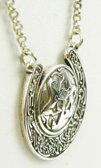 Ornate Sterling Trifecta Horseshoe Necklace