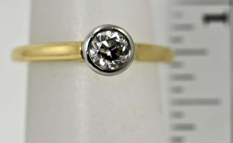 Simple and Lovely 18K and Platinum  1/3 Carat Diamond Ring