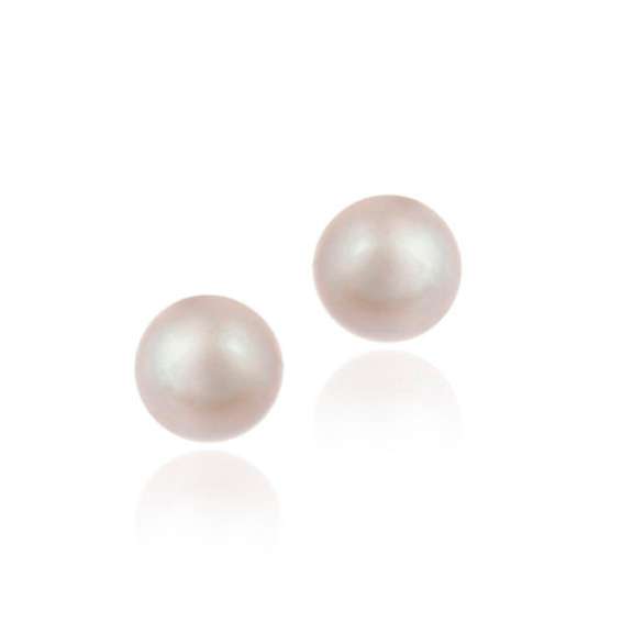 Sterling Silver Pink Freshwater Cultured Pearl 8-8.5mm Stud Earrings