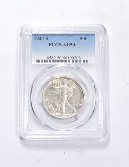 AU50 1920-S Walking Liberty Half Dollar - Graded PCGS