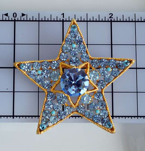 Vintage BSK Five-Pointed Star Brooch With Rhinestones and Stones