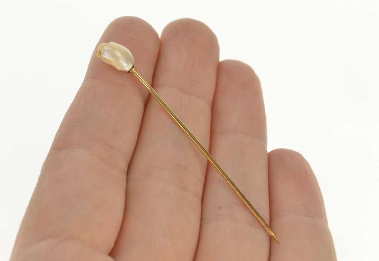 14K Yellow Gold Victorian Pearl Inset Boutonniere Wedding Stick Pin
