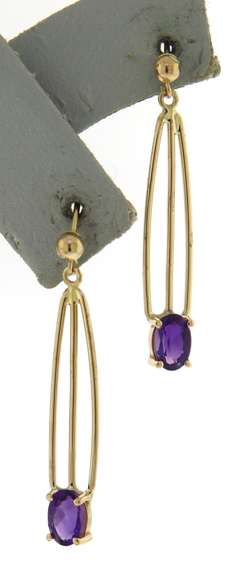 Simple Yellow Gold Amethyst Earrings