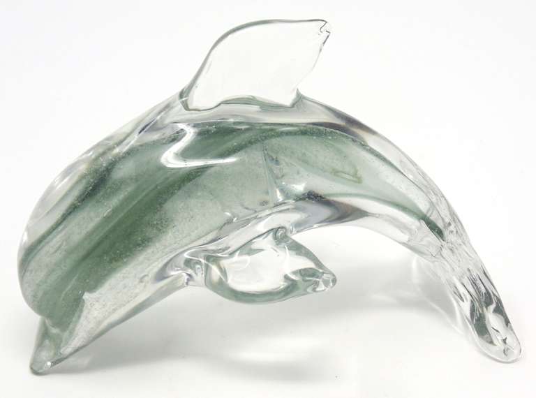Art Glass Hand Blown Dolphin Statue