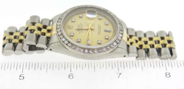 Rolex 2 Tone Datejust 36mm Diamond Dial Watch