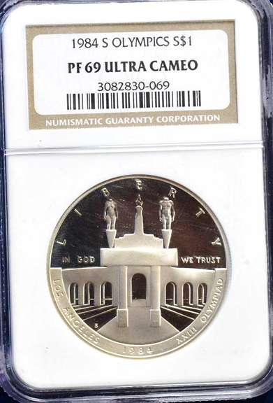 1984 S Olympics Commemorative Silver Dollar PF 69 Ultra Cameo NGC