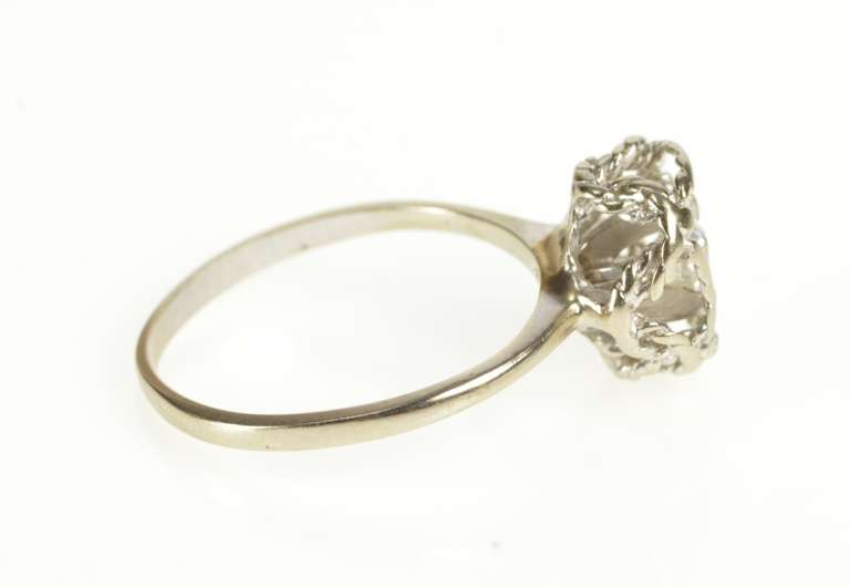 14K White Gold 0.25 Ct Diamond Solitaire Knot Engagement Ring