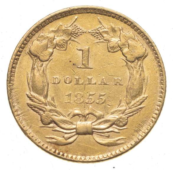 1855 $1.00 Indian Princess Head Gold Dollar