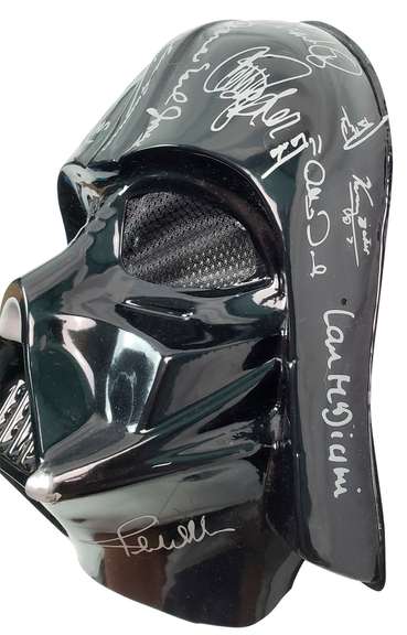 Star Wars Cast Facsimile Autographed Darth Vader Mask