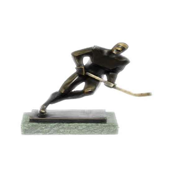 Passing Hockey Player Bronze Statue on Marble Base Sculpture