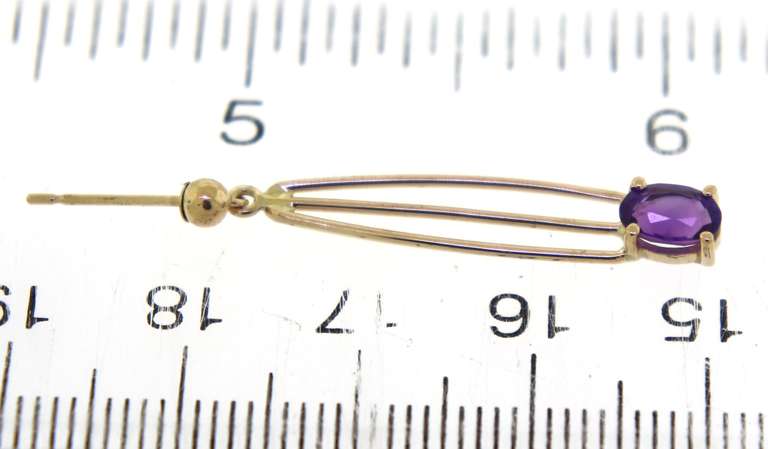 Simple Yellow Gold Amethyst Earrings