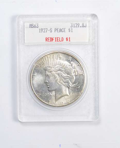 MS63 1927-S Peace Silver Dollar - Redfield - Graded Blanchard
