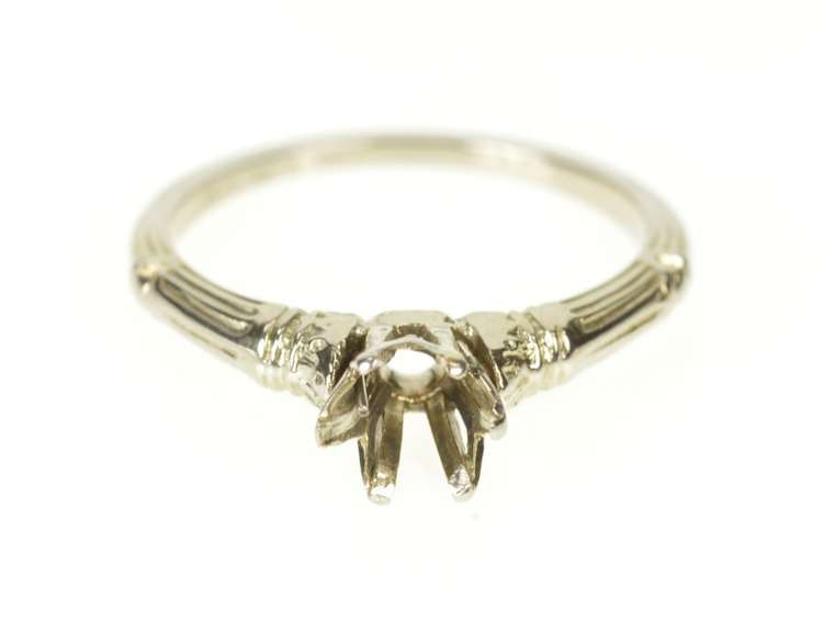 18K White Gold Retro Ornate 5.0mm Engagement Setting Mount Ring