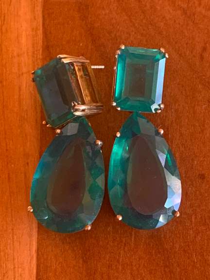 Massive Created Emerald Chandelier Earrings