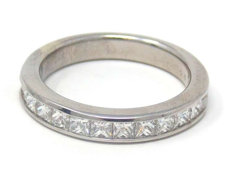 Elegant 14kt WG Princess Cut Channel Set Diamond Band