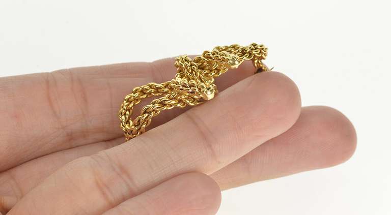 18K Yellow Gold Retro Chain Design Bow Ribbon Fashion Pin/Brooch