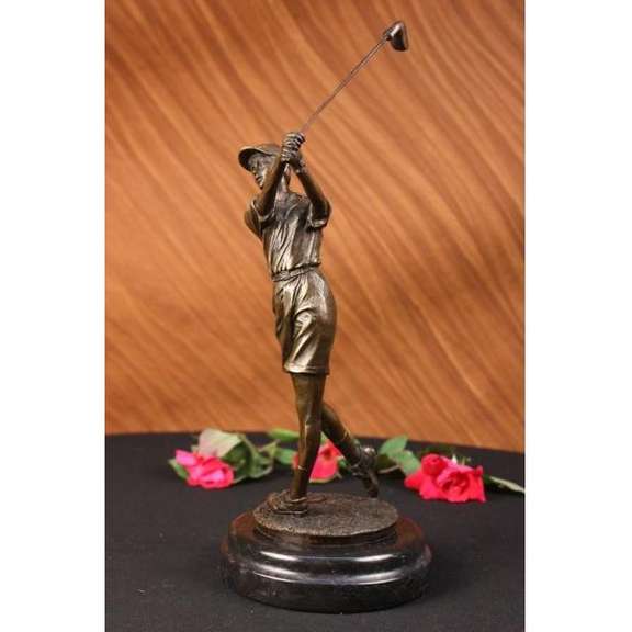 Female Golfer Golf Trophy Bronze Sculpture